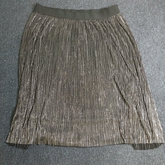 NWT Lane Bryant Metallic Silver Elastic Waistband Micro Pleated Skirt  sz18/20 - Picture 1 of 5